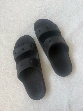 CROCS Men's Black Dual-Strap Slide Sandals